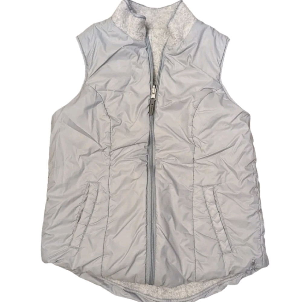 SmartWool Women's Storm Gray Anchor Line Reversible Sherpa Nylon Wool Vest Small